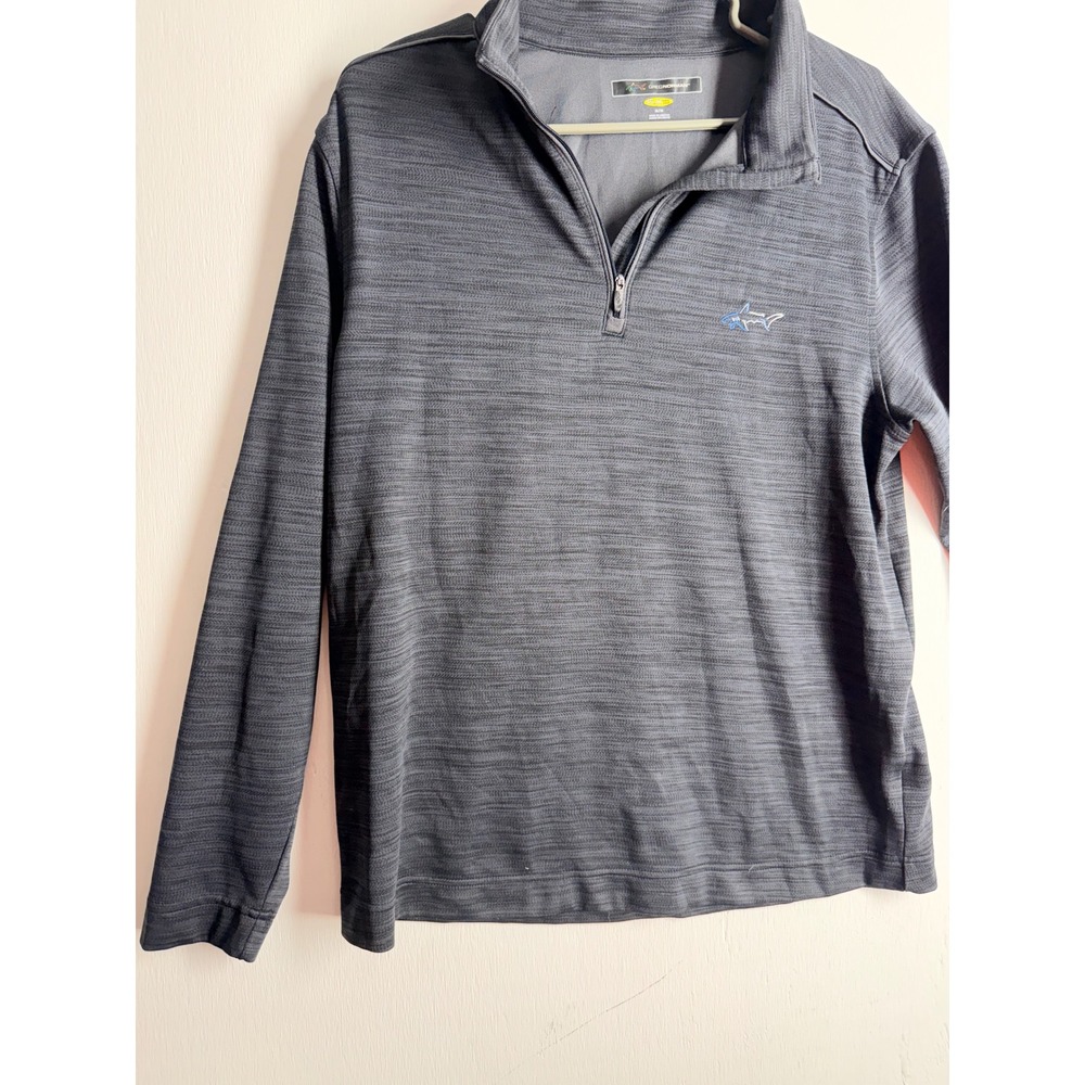 Greg Norman Play Dry Mens Medium Gray Heather Quarter Zip Golf Pullover Shark